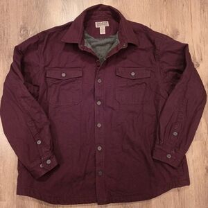 Duluth Trading Co Men's Fire Hose Fleece Lined Burgundy Shirt Jacket XXL